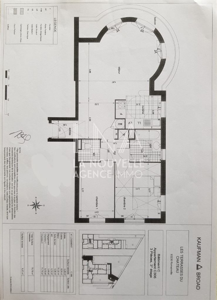 appartement 3 Pièces en vente sur ROMAINVILLE (93230)
